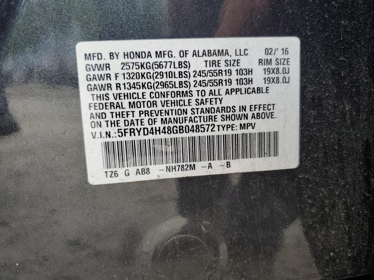 ACURA MDX 2016 VIN 5FRYD4H48GB048572 photo 13