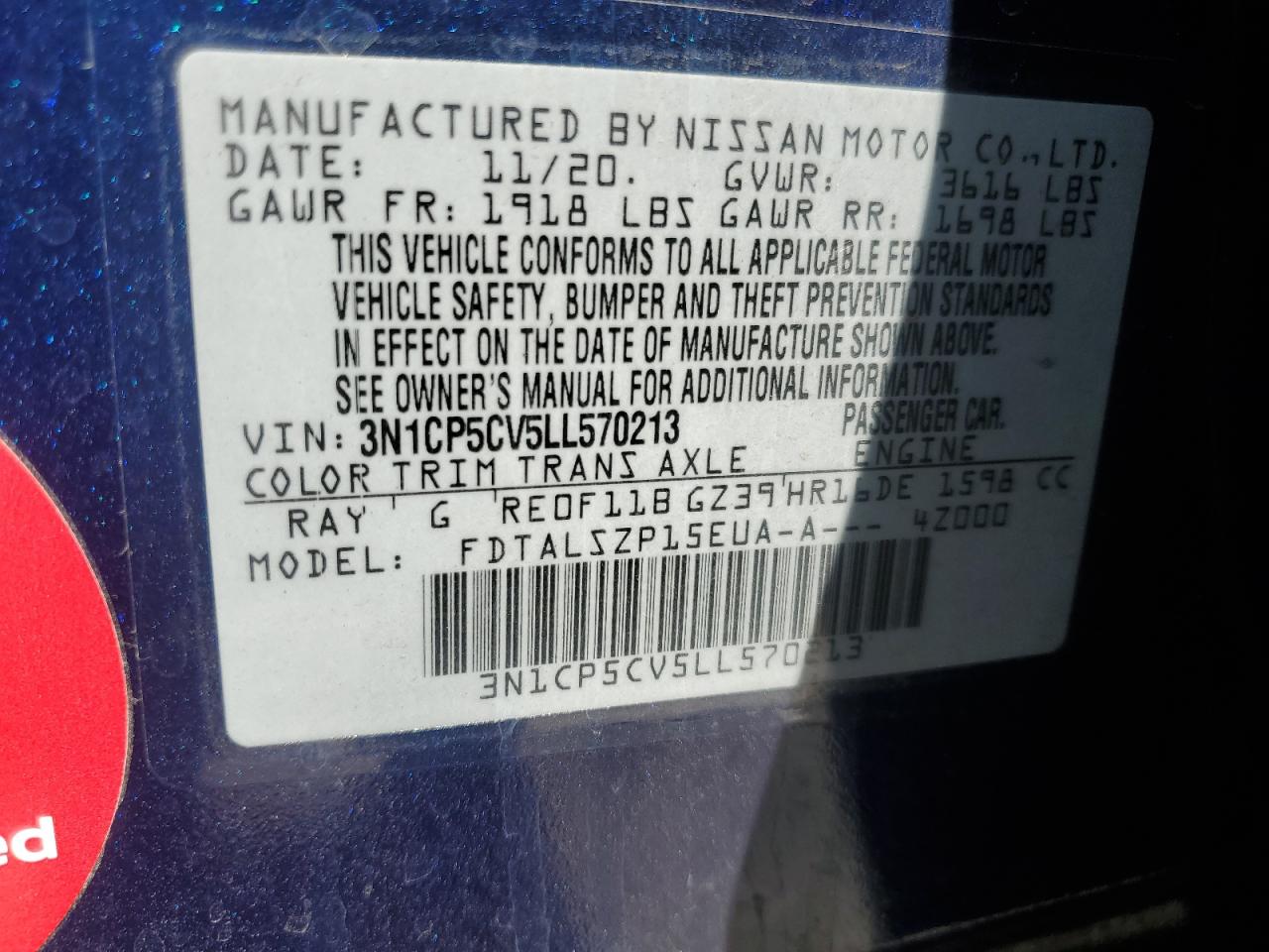 2020 Nissan Kicks Sv VIN: 3N1CP5CV5LL570213 Lot: 62076895