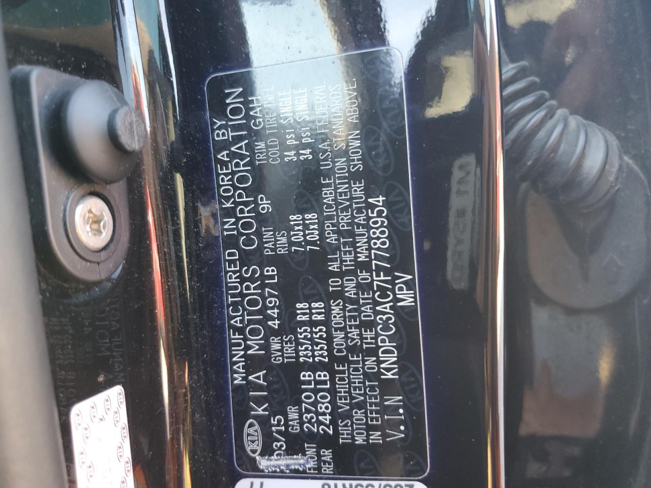 2015 Kia Sportage Ex VIN: KNDPC3AC7F7788954 Lot: 61066435