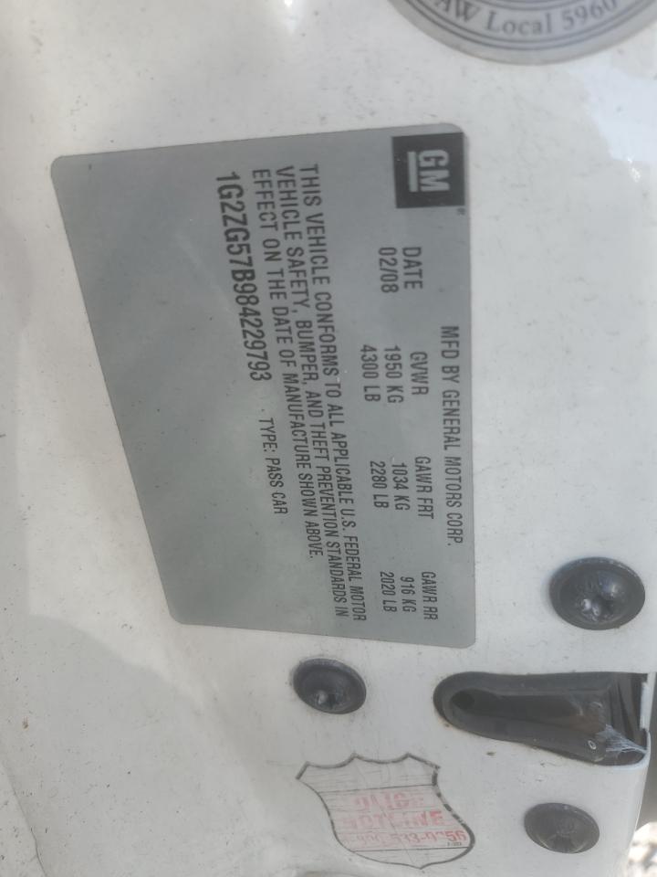 2008 Pontiac G6 Base VIN: 1G2ZG57B984229793 Lot: 62163795