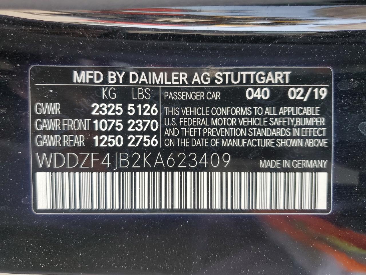 2019 Mercedes-Benz E 300 VIN: WDDZF4JB2KA623409 Lot: 61937895