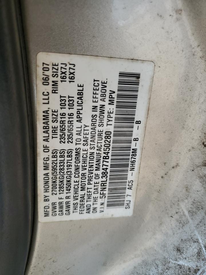 2007 Honda Odyssey Ex VIN: 5FNRL38477B450280 Lot: 62473645