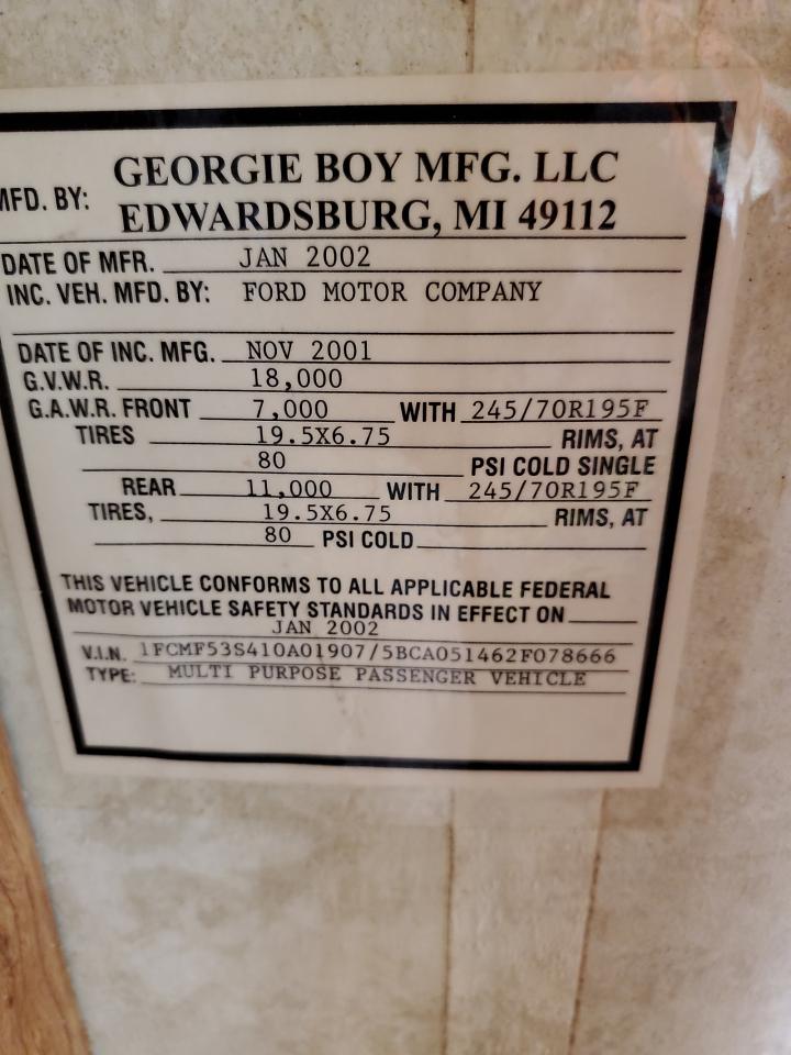 2001 Ford F550 Super Duty Stripped Chassis VIN: 1FCMF53S410A01907 Lot: 62906235