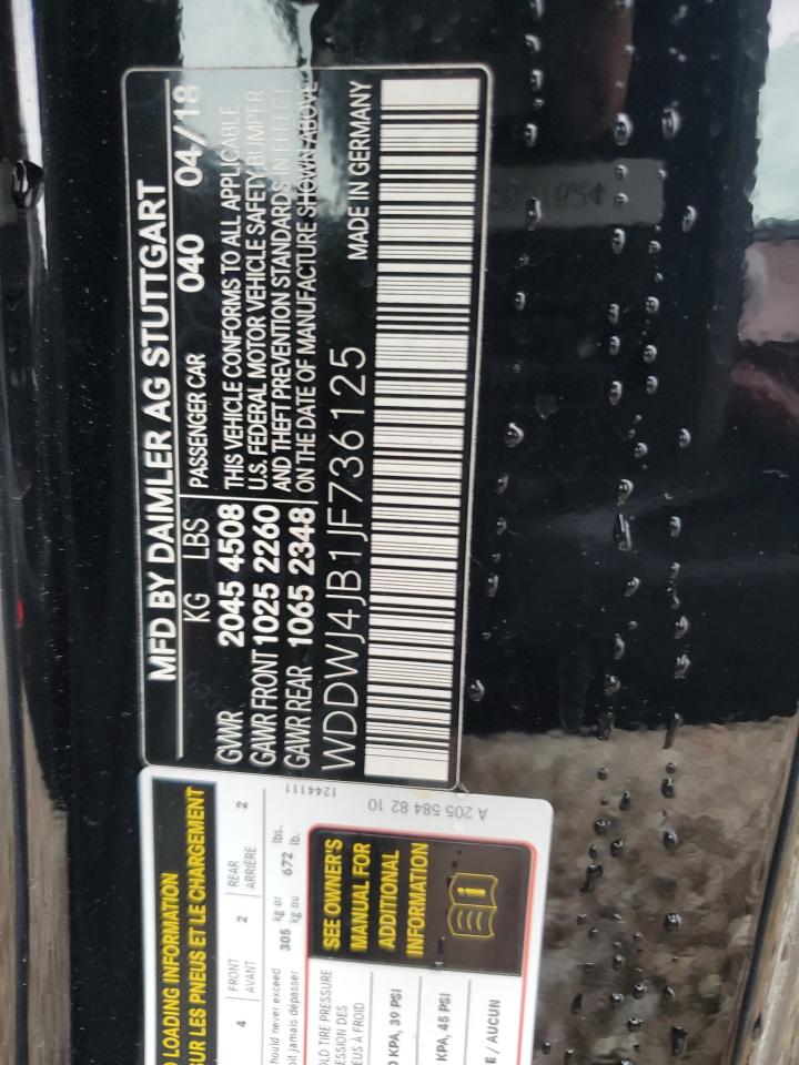 2018 Mercedes-Benz C 300 VIN: WDDWJ4JB1JF736125 Lot: 61630195