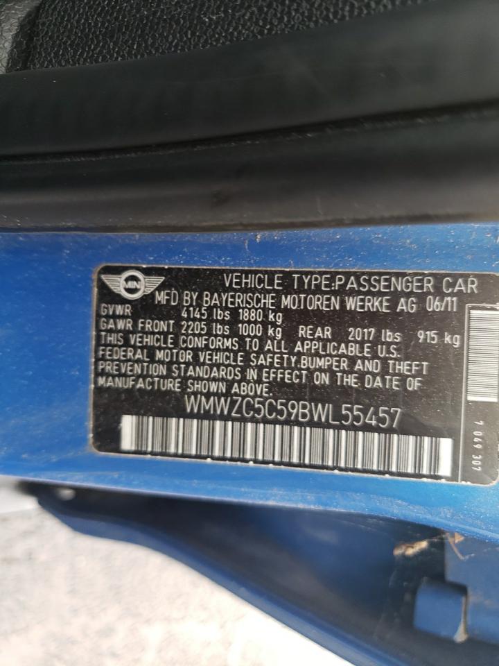 2011 Mini Cooper S Countryman VIN: WMWZC5C59BWL55457 Lot: 90092905