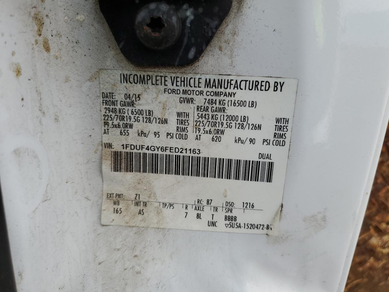 2015 Ford F450 Super Duty Service Truck VIN: 1FDUF4GY6FED21163 Lot: 56833115