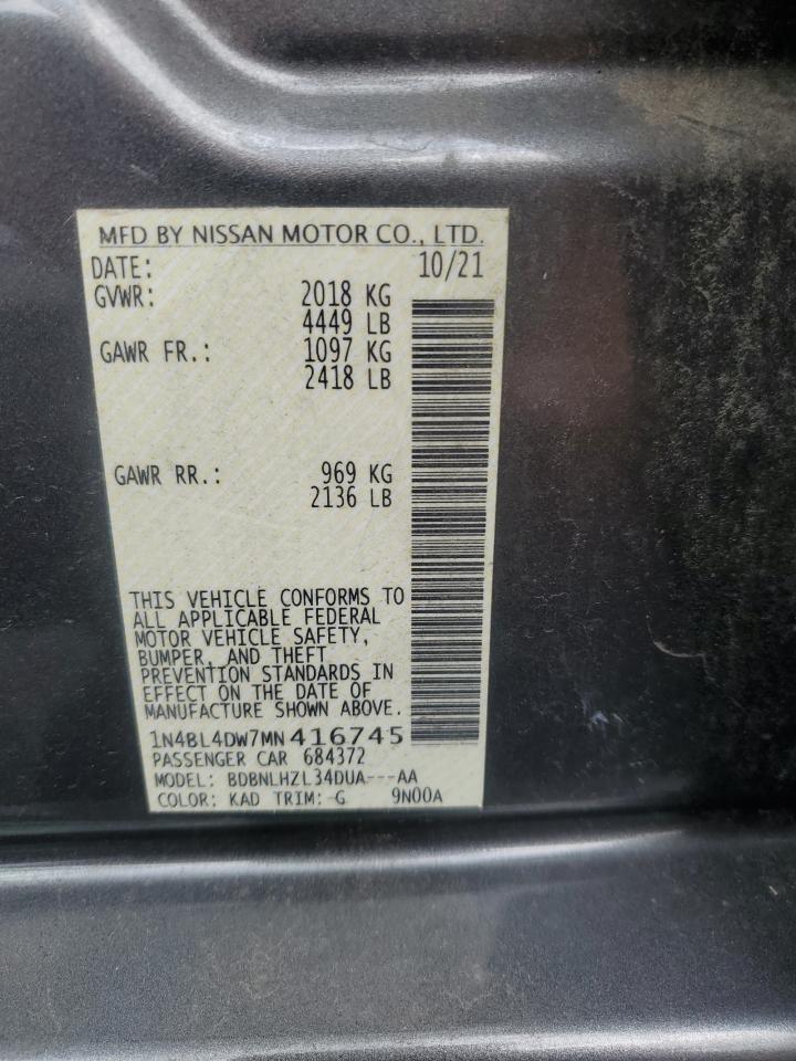 2021 Nissan Altima Sv VIN: 1N4BL4DW7MN416745 Lot: 63133565