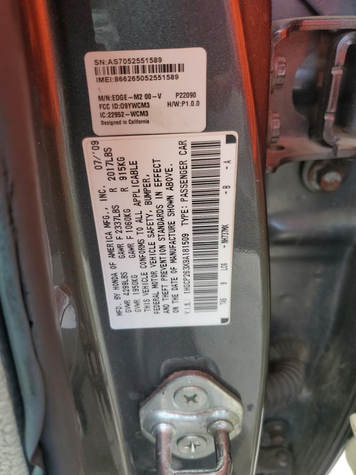 2009 Honda Accord Lx VIN: 1HGCP263X9A181509 Lot: 62107595