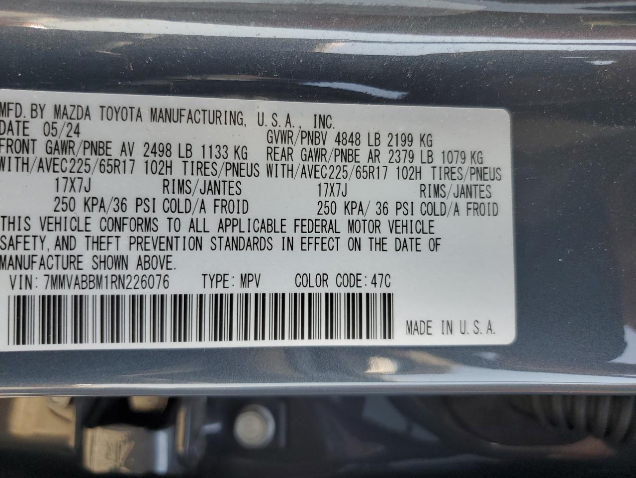 2024 Mazda Cx-50 Preferred VIN: 7MMVABBM1RN226076 Lot: 59683855