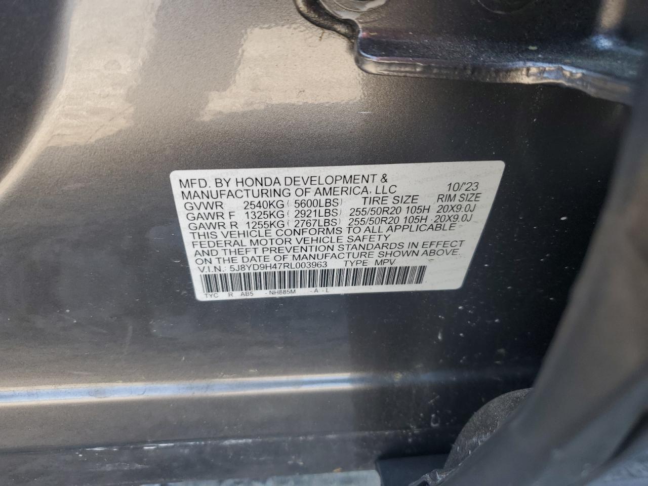 2024 Acura Mdx Technology VIN: 5J8YD9H47RL003963 Lot: 62993535