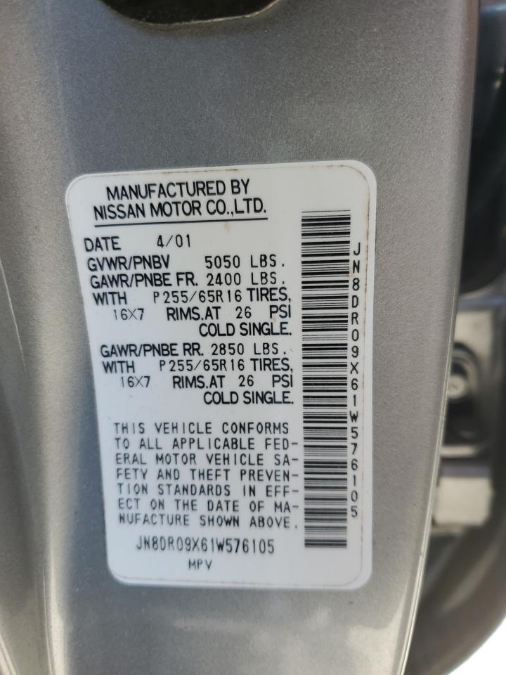 2001 Nissan Pathfinder Le VIN: JN8DR09X61W576105 Lot: 62145875