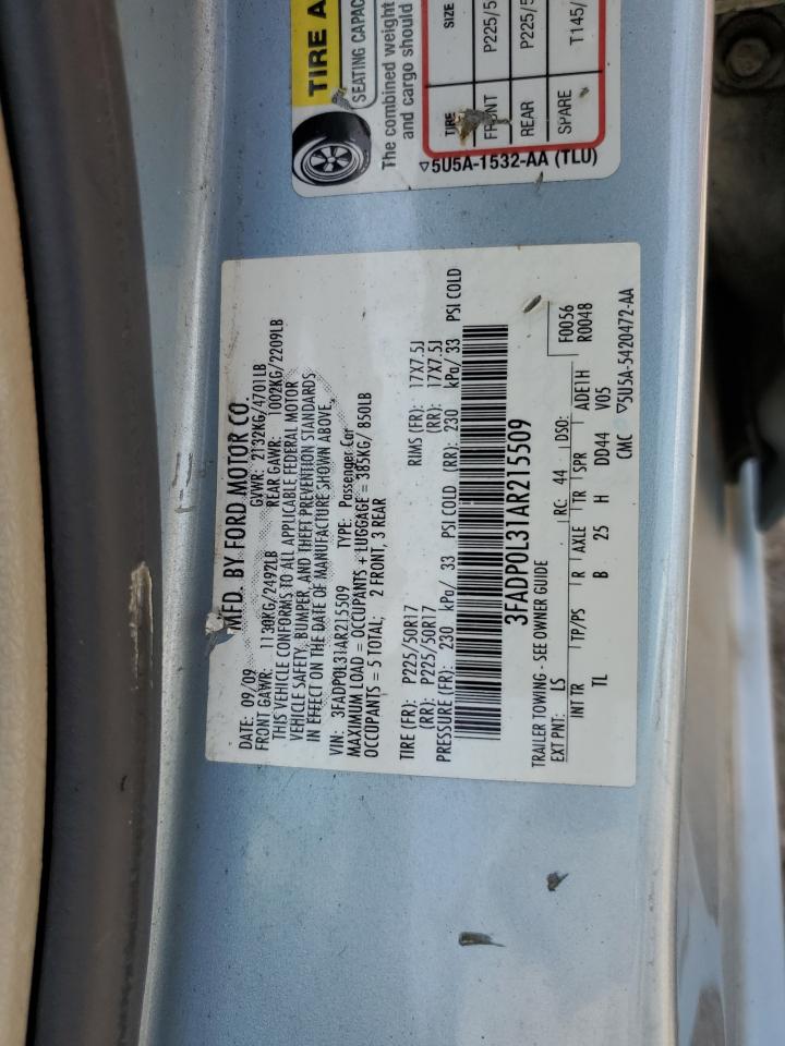 2010 Ford Fusion Hybrid VIN: 3FADP0L31AR215509 Lot: 61724795