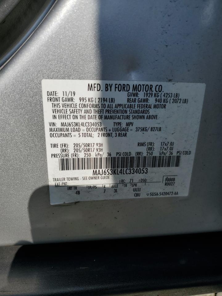 2020 Ford Ecosport Titanium VIN: MAJ6S3KL4LC334053 Lot: 62257435