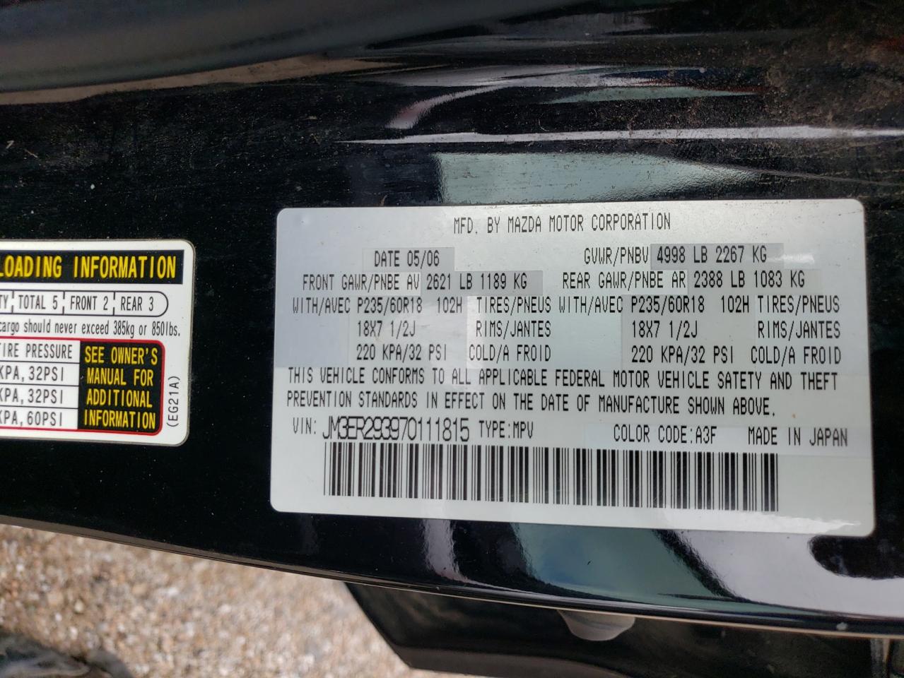 2007 Mazda Cx-7 VIN: JM3ER293970111815 Lot: 62017545