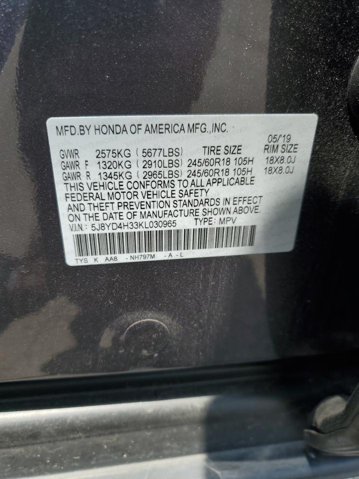 2019 Acura Mdx VIN: 5J8YD4H33KL030965 Lot: 61622685