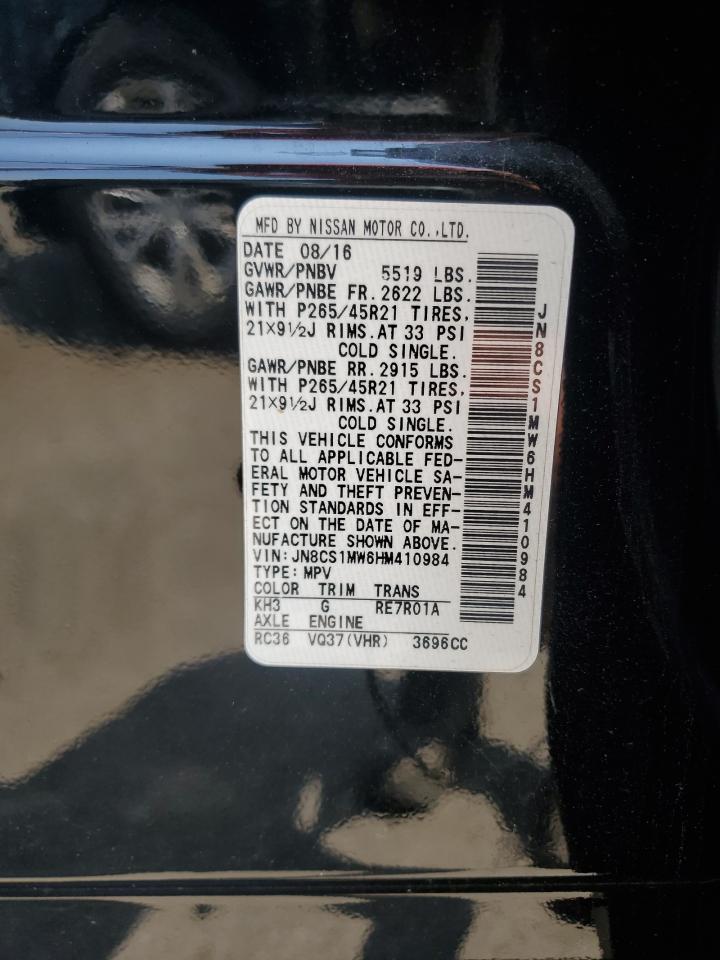 2017 Infiniti Qx70 VIN: JN8CS1MW6HM410984 Lot: 60535365
