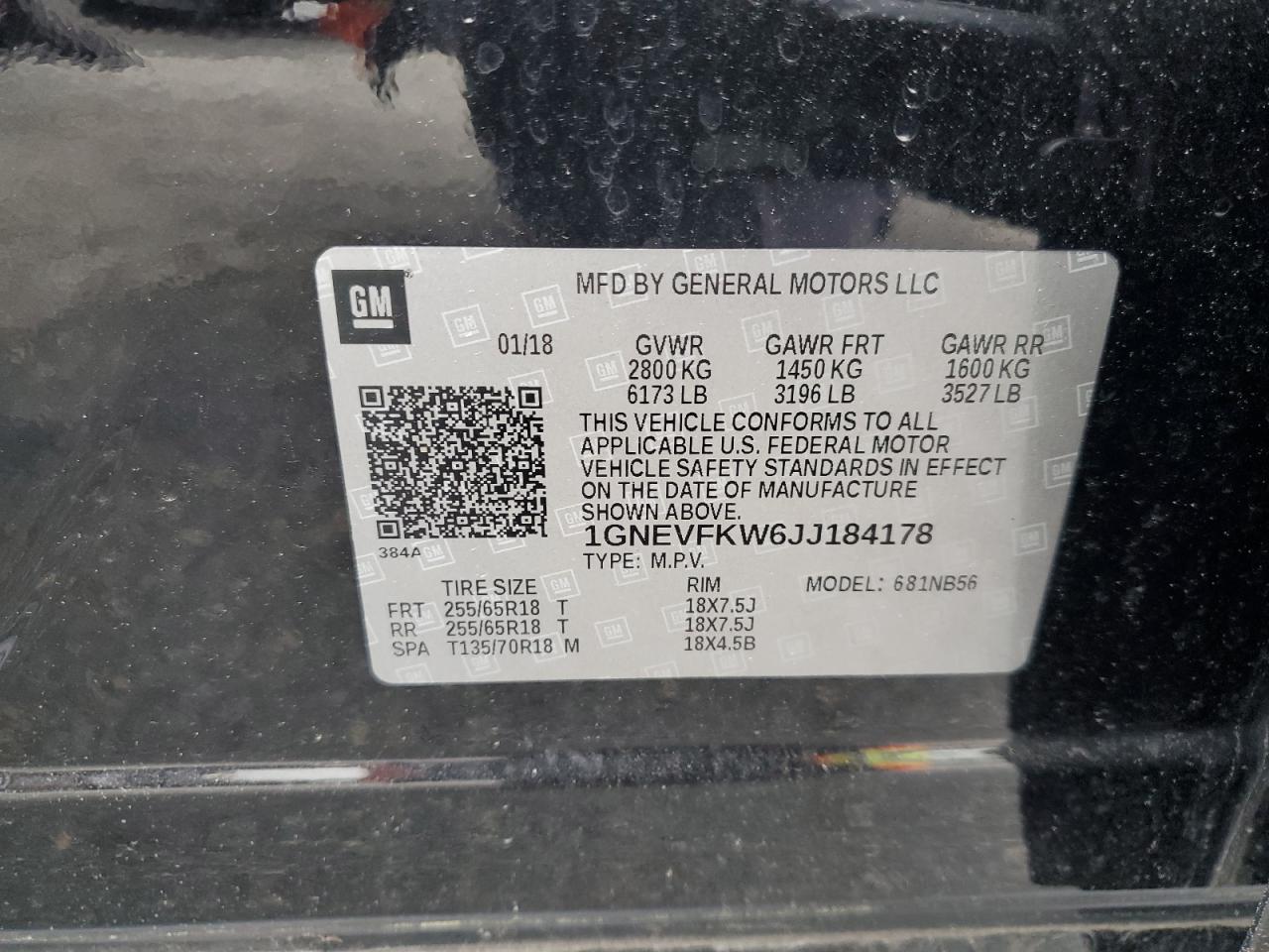 2018 Chevrolet Traverse Ls VIN: 1GNEVFKW6JJ184178 Lot: 62399085