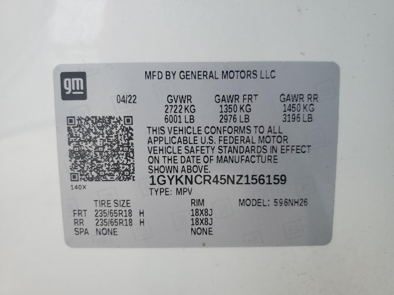 2022 Cadillac Xt5 Premium Luxury VIN: 1GYKNCR45NZ156159 Lot: 61802285