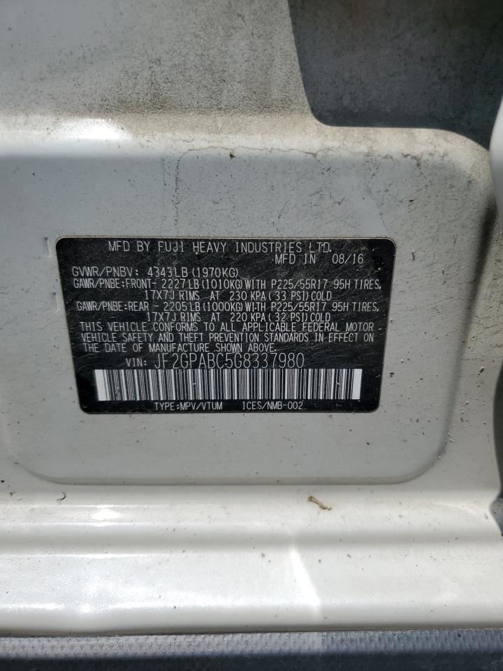 2016 Subaru Crosstrek Premium VIN: JF2GPABC5G8337980 Lot: 62558535