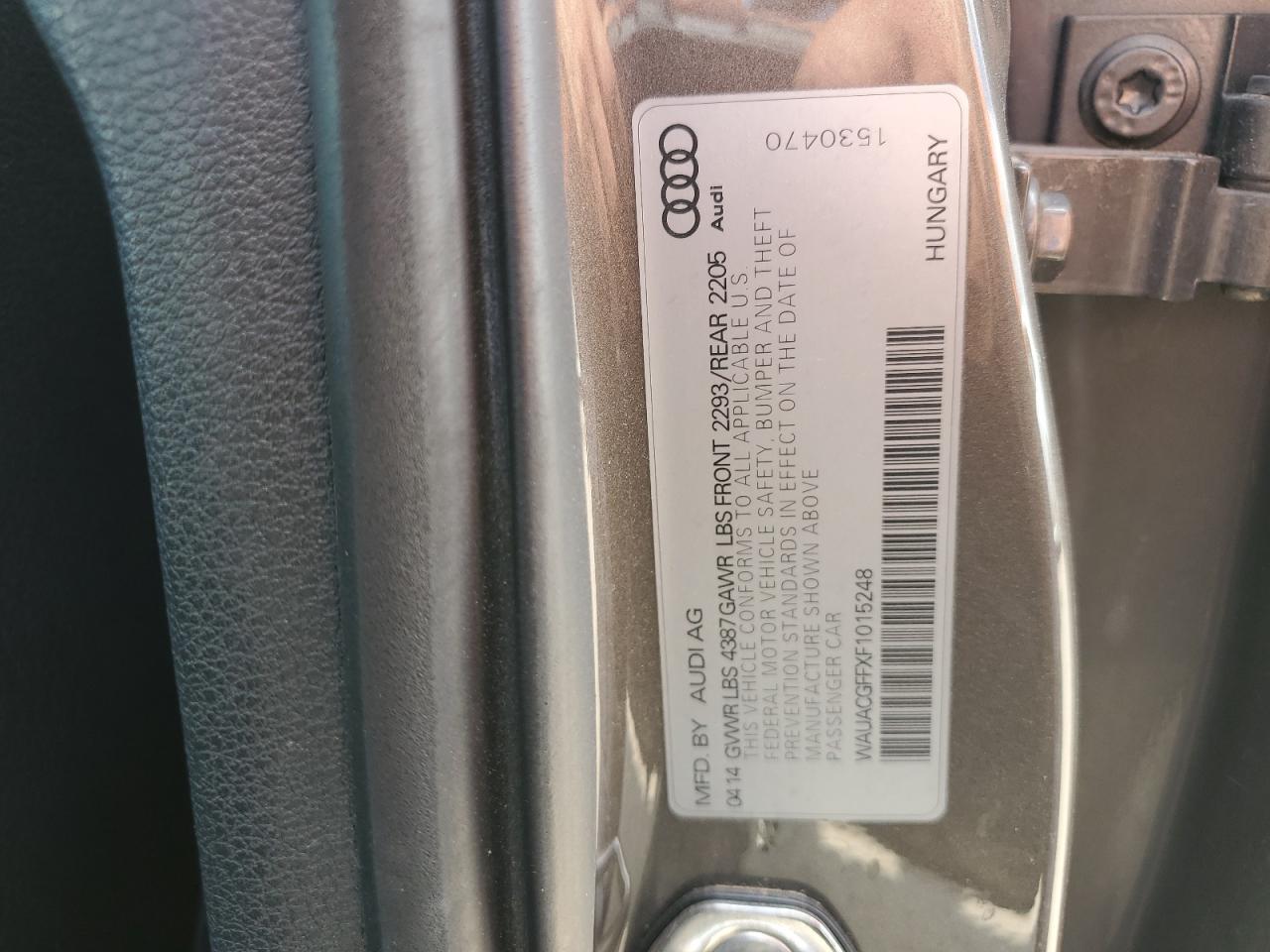2015 Audi A3 Premium VIN: WAUACGFFXF1015248 Lot: 62777215
