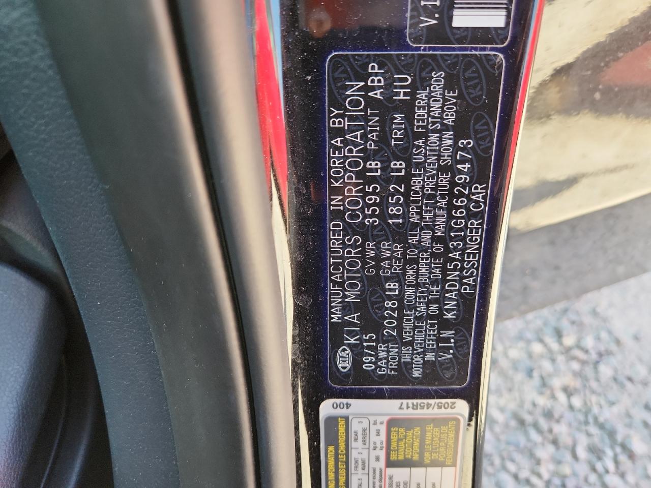 2016 Kia Rio Ex VIN: KNADN5A31G6629473 Lot: 61838245