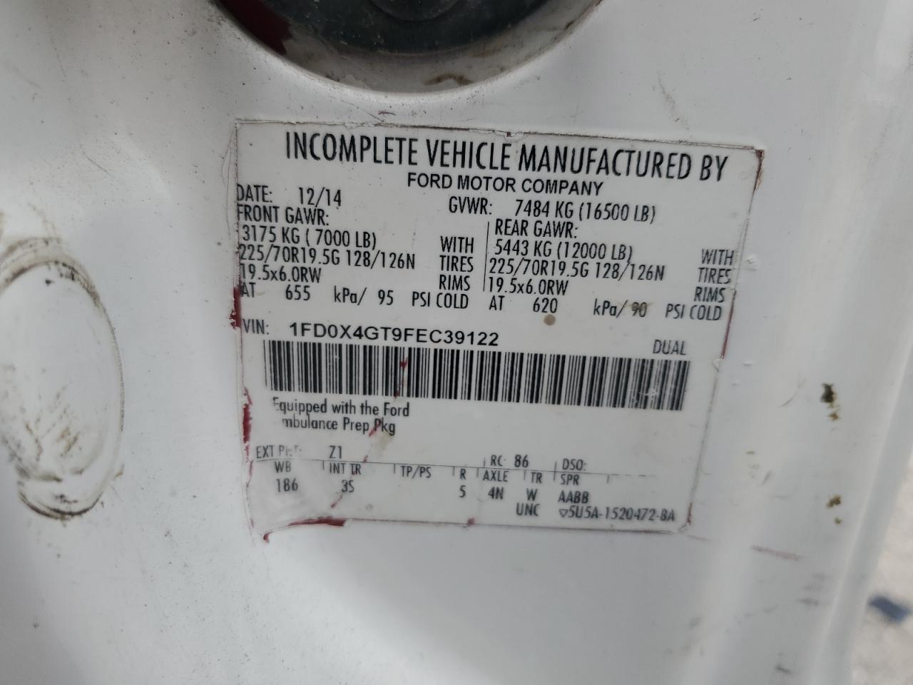 2015 Ford F450 Super Duty VIN: 1FD0X4GT9FEC39122 Lot: 66402245