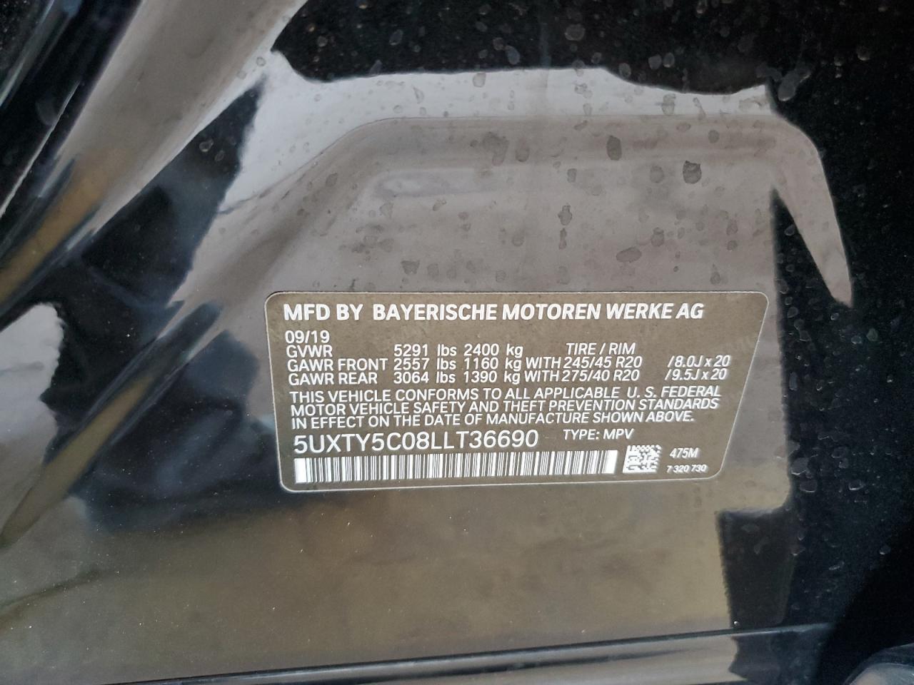 BMW X3 2020 VIN 5UXTY5C08LLT36690 photo 13