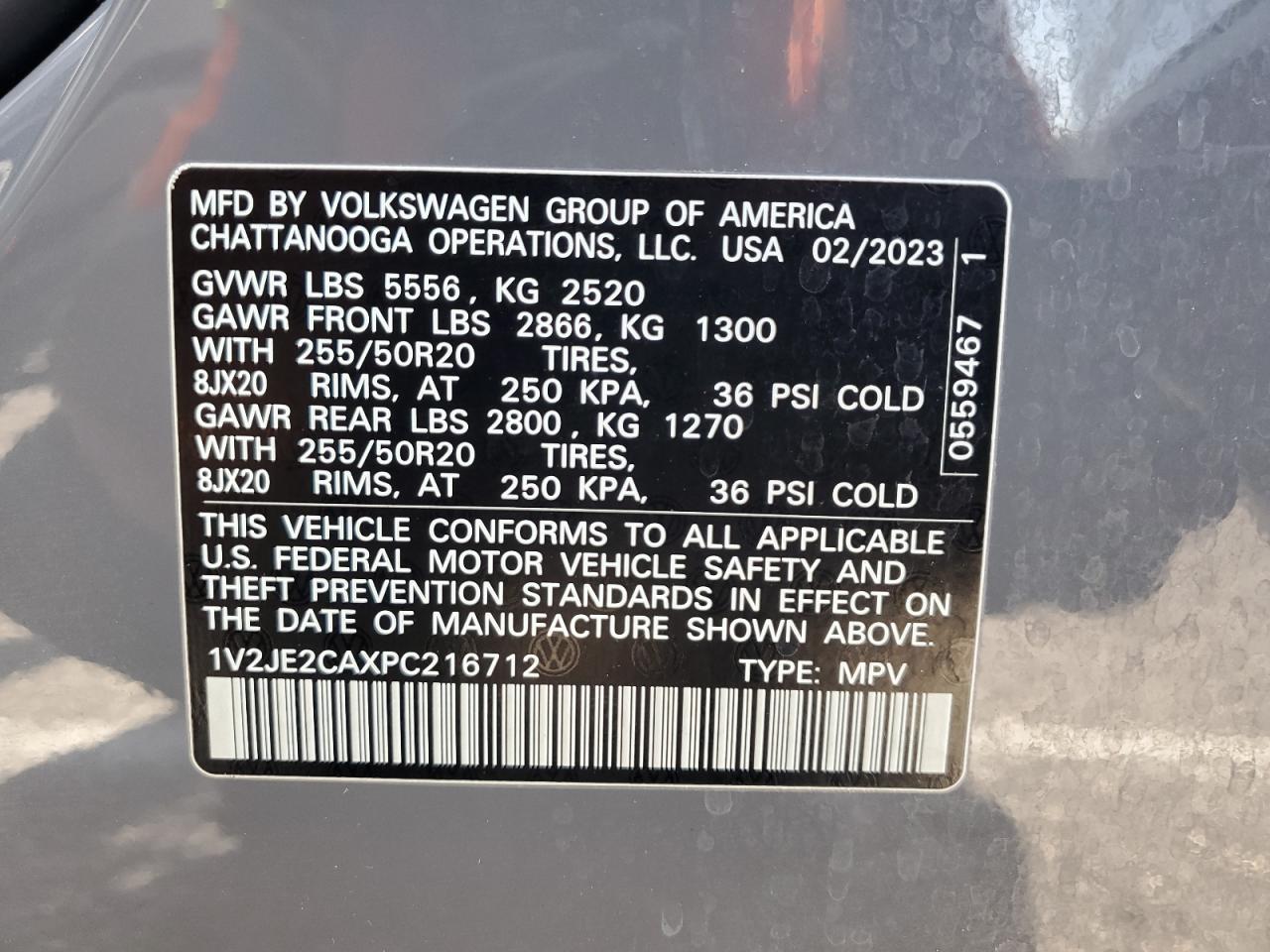 2023 Volkswagen Atlas Cross Sport Se VIN: 1V2JE2CAXPC216712 Lot: 58608325