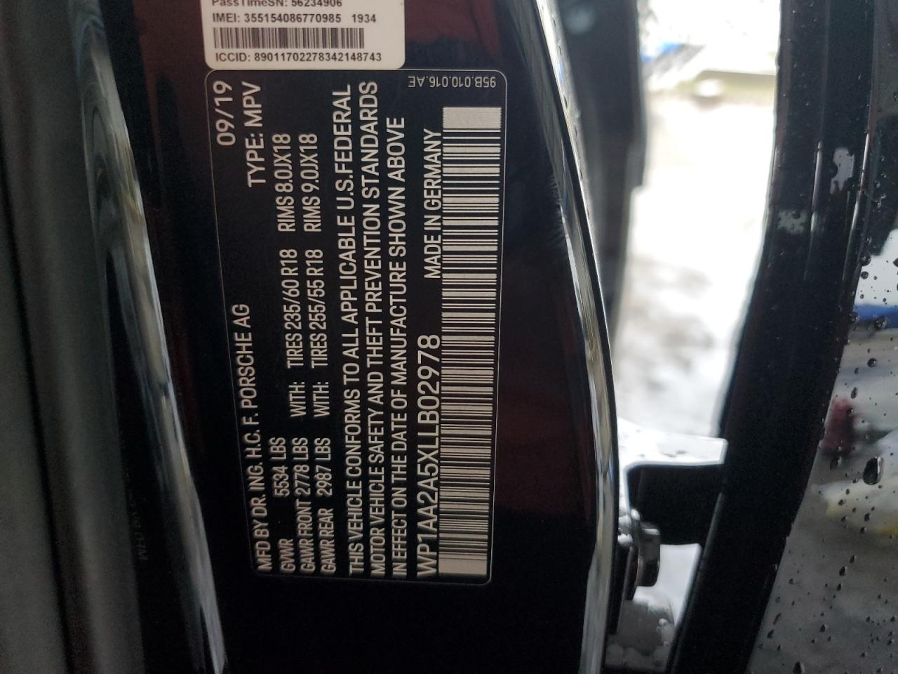 2020 Porsche Macan VIN: WP1AA2A5XLLB02978 Lot: 59493685