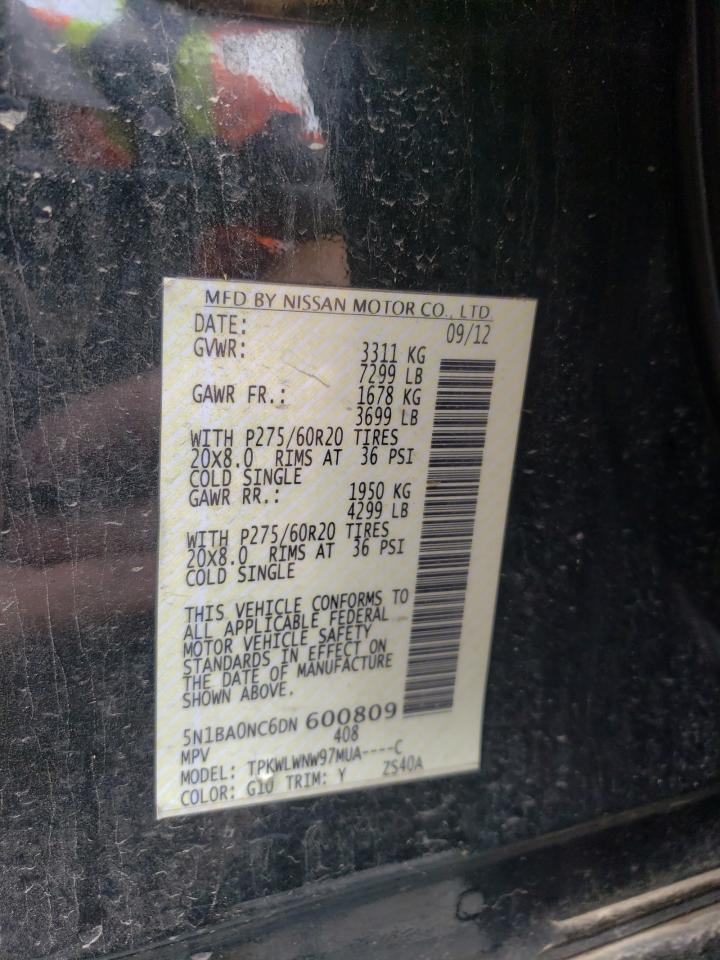 2013 Nissan Armada Sv VIN: 5N1BA0NC6DN600809 Lot: 60553885