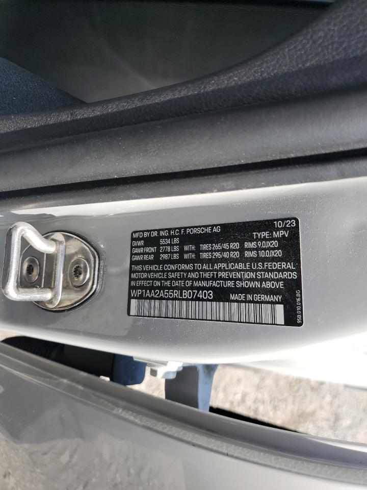 2024 Porsche Macan Base VIN: WP1AA2A55RLB07403 Lot: 62401895