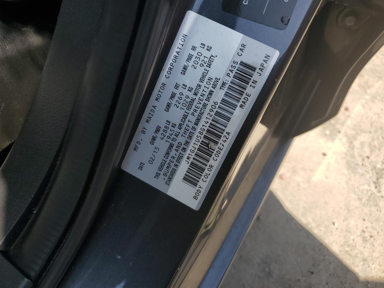 2016 Mazda 6 Sport VIN: JM1GJ1U58G1412906 Lot: 62017865