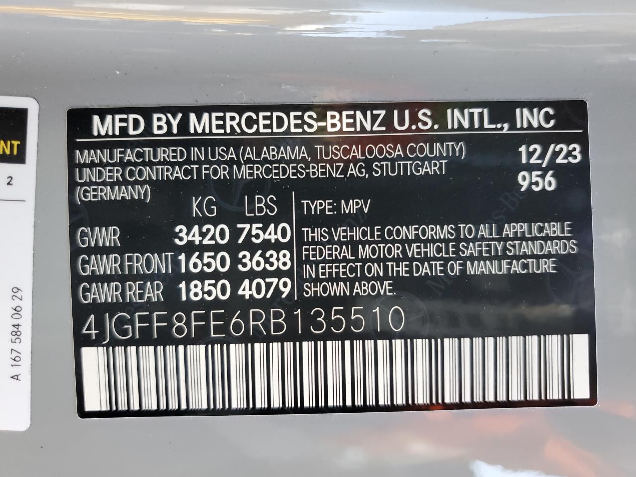 2024 Mercedes-Benz Gls 580 4Matic VIN: 4JGFF8FE6RB135510 Lot: 61475215