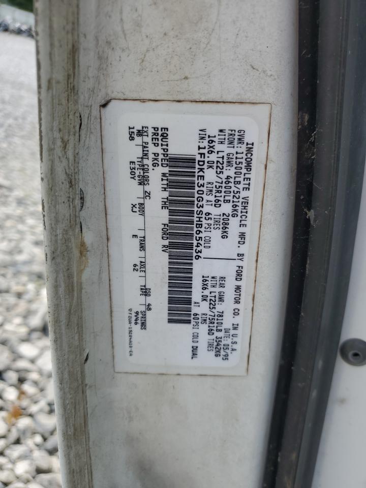 1995 Ford Econoline E350 Cutaway Van VIN: 1FDKE30G3SHB65436 Lot: 62391625