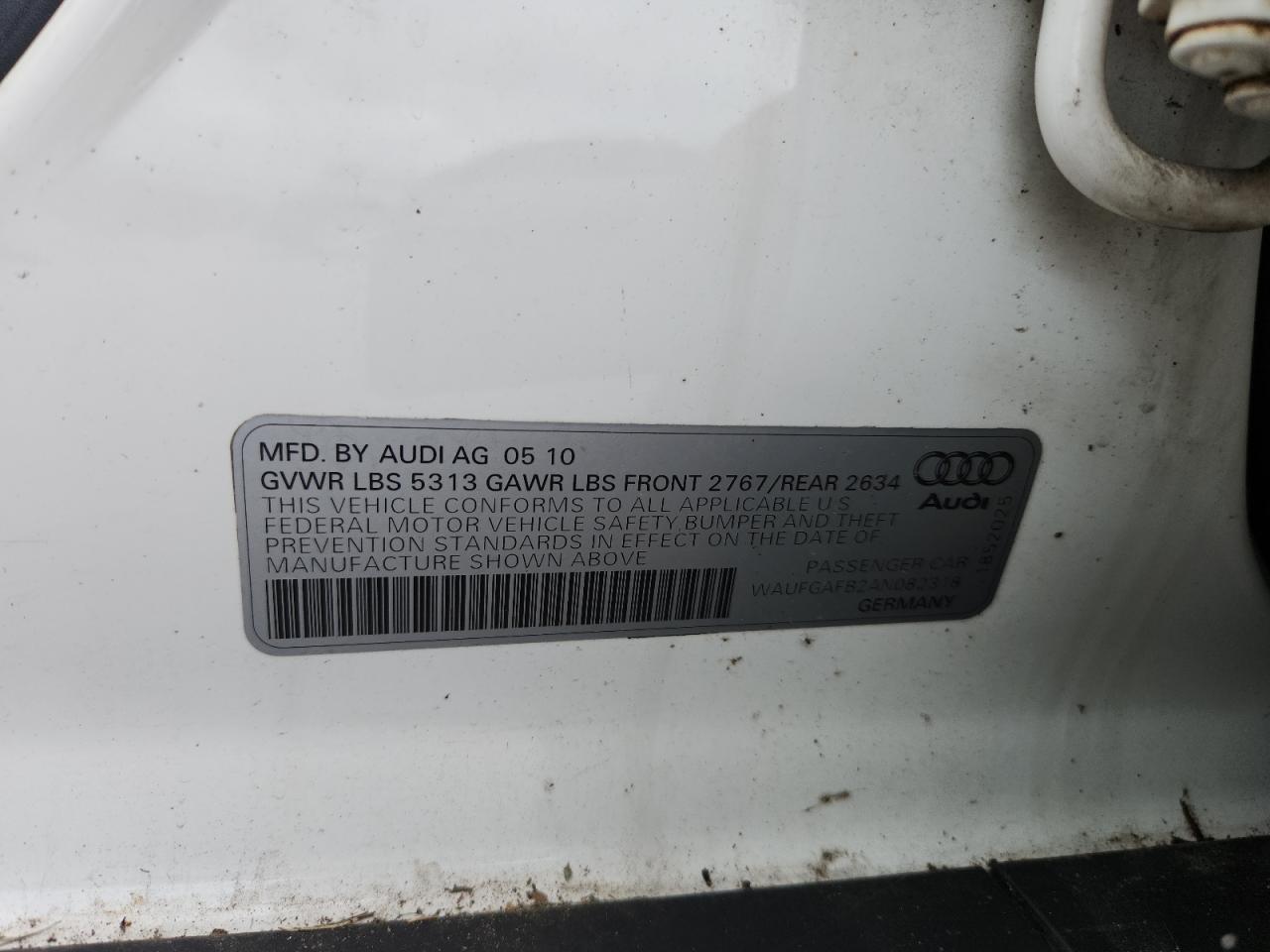 2010 Audi A6 Premium Plus VIN: WAUFGAFB2AN082318 Lot: 59710835