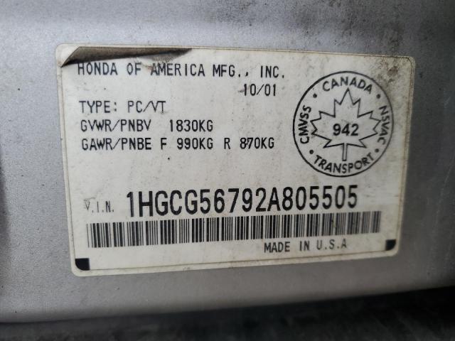 2002 HONDA ACCORD SE  