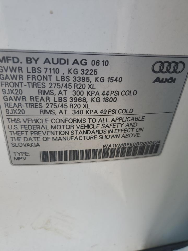 2011 Audi Q7 Prestige VIN: WA1VMBFE0BD000434 Lot: 58937015