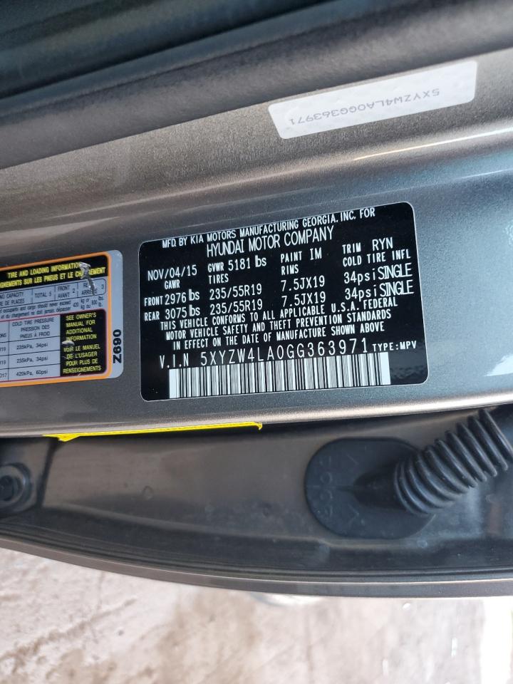 2016 Hyundai Santa Fe Sport VIN: 5XYZW4LA0GG363971 Lot: 61690155