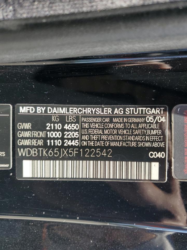 2005 Mercedes-Benz Clk 320 VIN: WDBTK65JX5F122542 Lot: 61609415