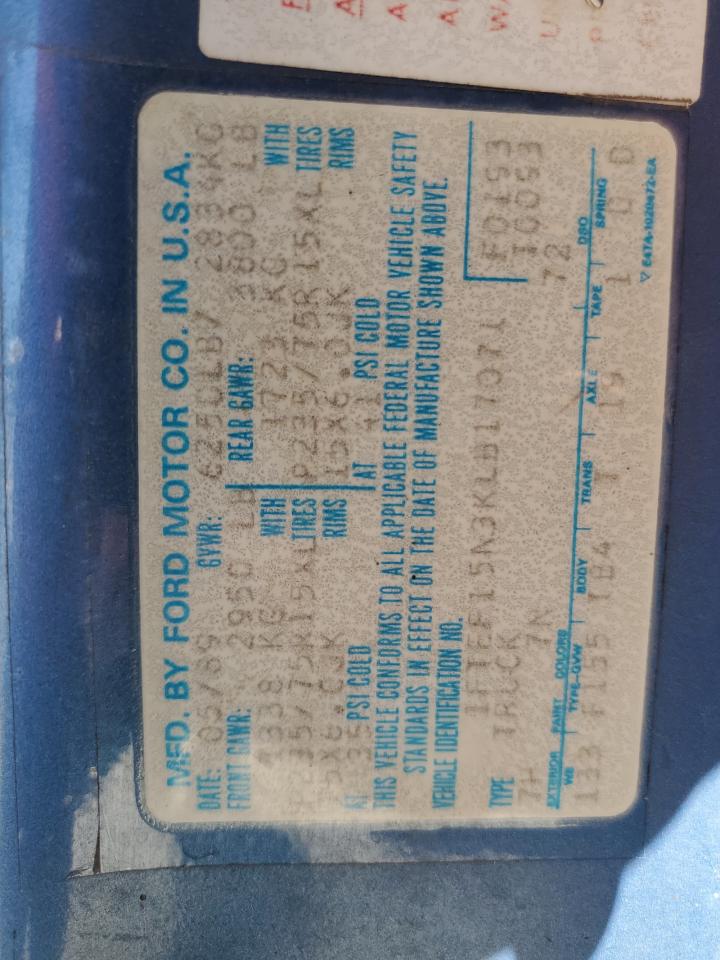 1989 Ford F150 VIN: 1FTEF15N3KLB17071 Lot: 63061105