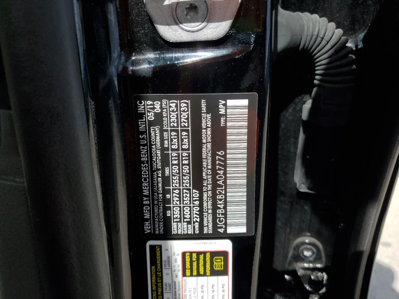 2020 Mercedes-Benz Gle 350 4Matic VIN: 4JGFB4KB2LA047776 Lot: 61509725