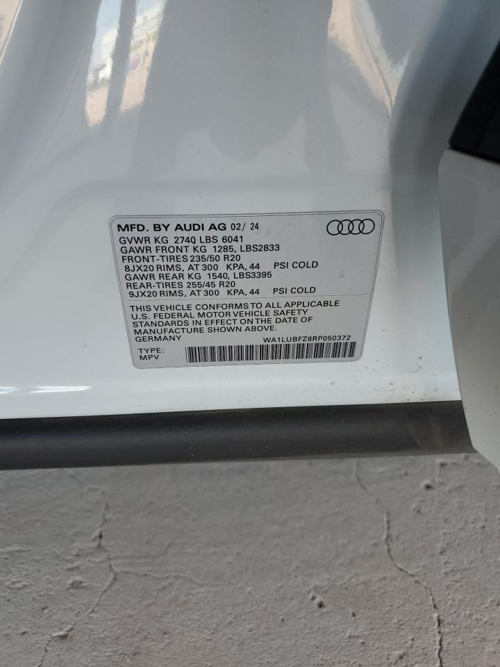 2024 Audi Q4 E-Tron Premium Plus VIN: WA1LUBFZ8RP050372 Lot: 63067195
