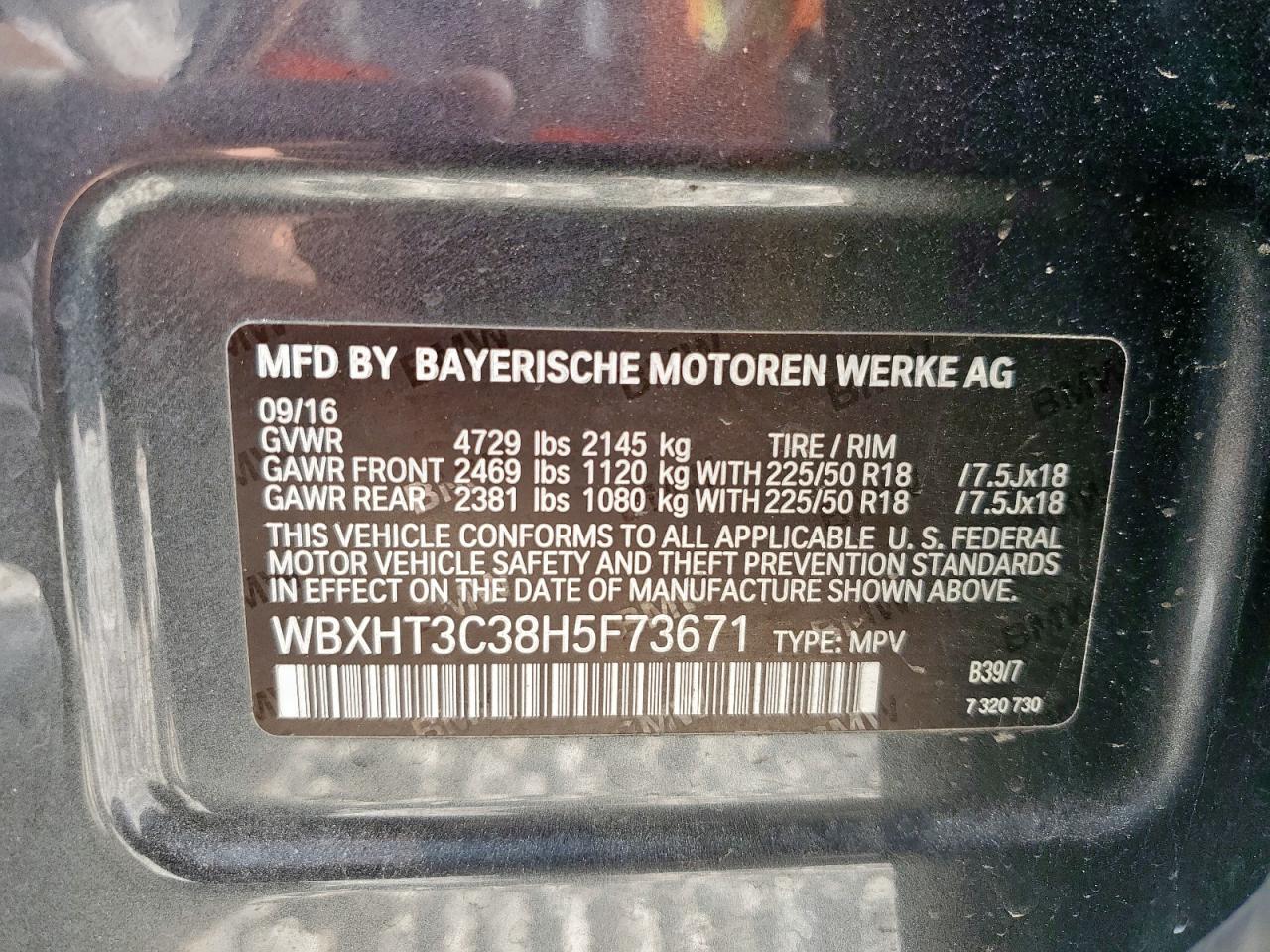 2017 BMW X1 xDrive28I VIN: WBXHT3C38H5F73671 Lot: 61911945