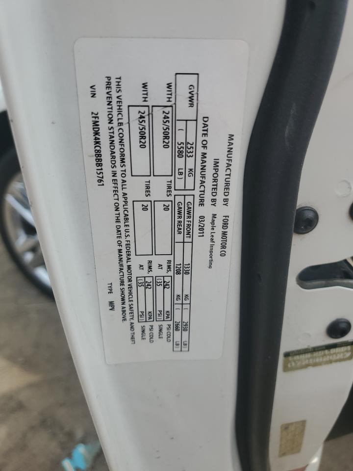 2011 Ford Edge Limited VIN: 2FMDK4KC8BBB15761 Lot: 60058085