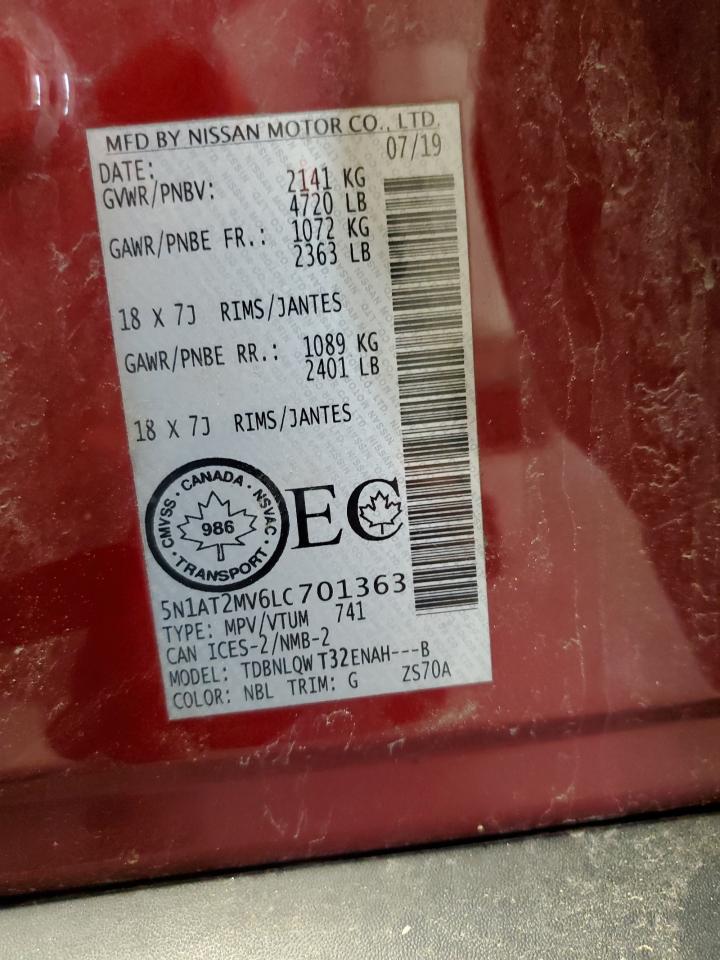 NISSAN ROGUE 2020 VIN 5N1AT2MV6LC701363 фото 14