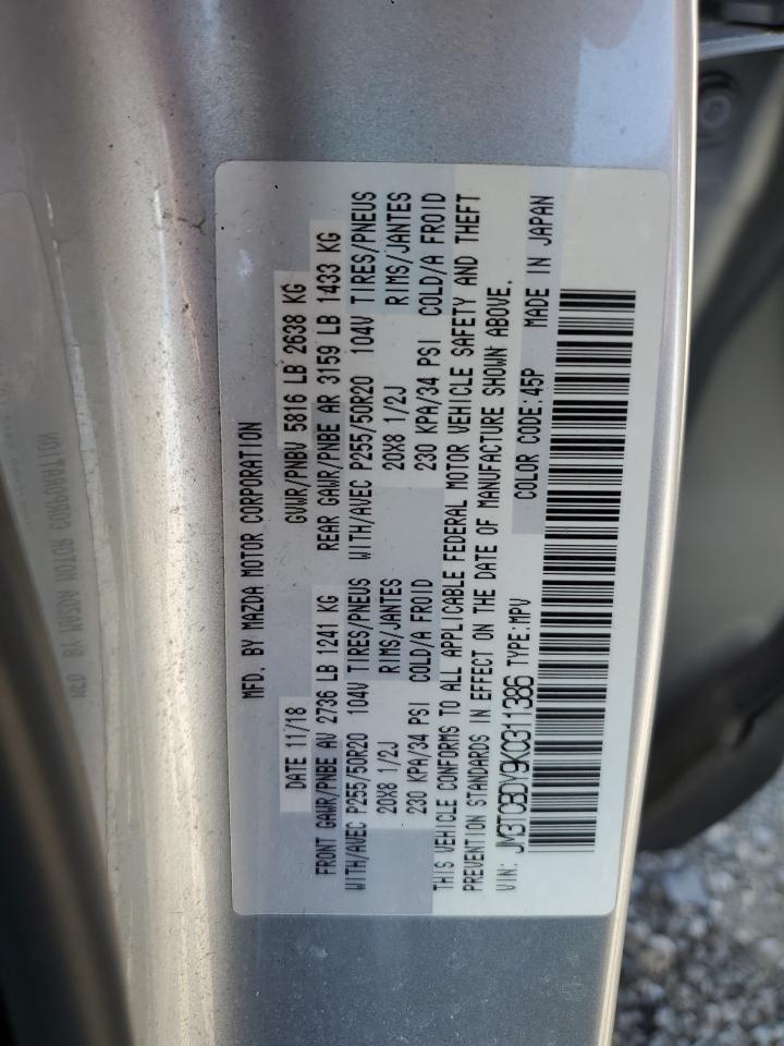 2019 Mazda Cx-9 Grand Touring VIN: JM3TCBDY9K0311386 Lot: 62718555