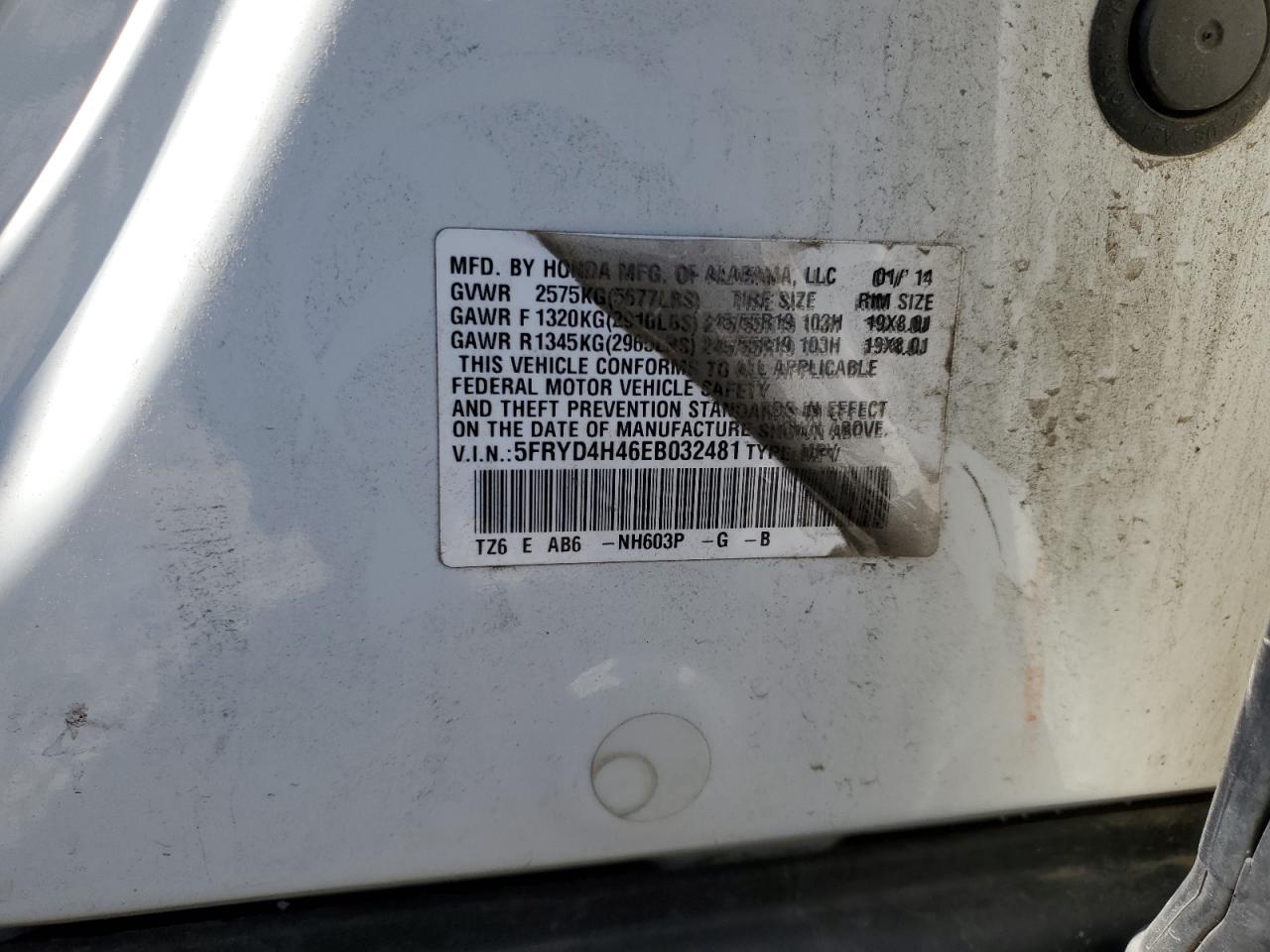 2014 Acura Mdx Technology VIN: 5FRYD4H46EB032481 Lot: 62007835