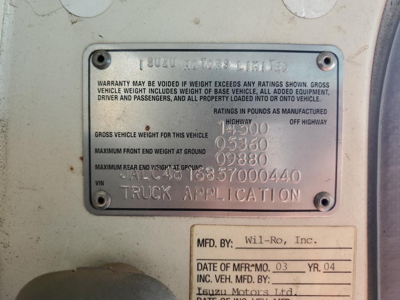2005 Isuzu Npr VIN: JALC4B16857000440 Lot: 62315245