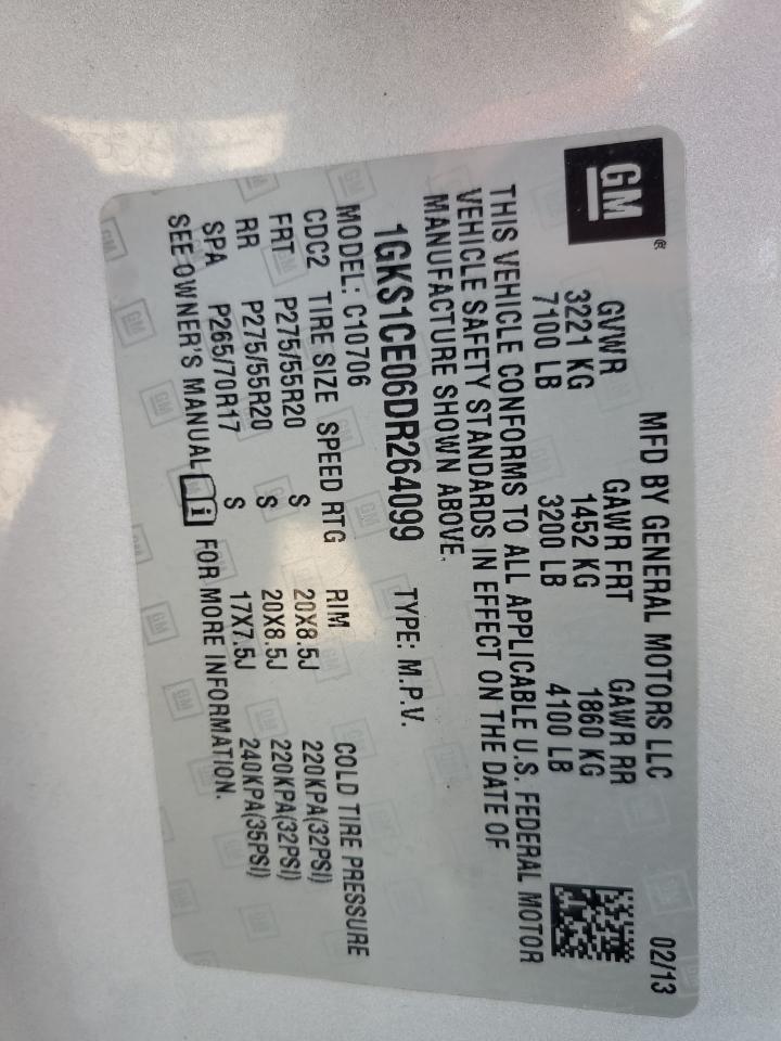 2013 GMC Yukon Slt VIN: 1GKS1CE06DR264099 Lot: 54768215