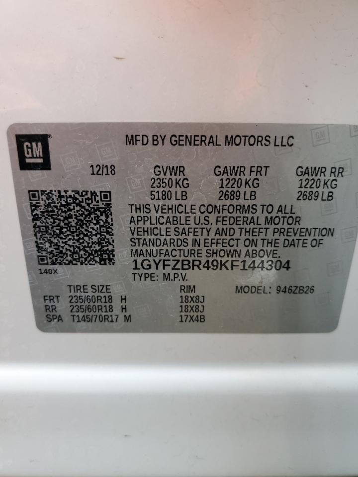 2019 Cadillac Xt4 Luxury VIN: 1GYFZBR49KF144304 Lot: 60083595